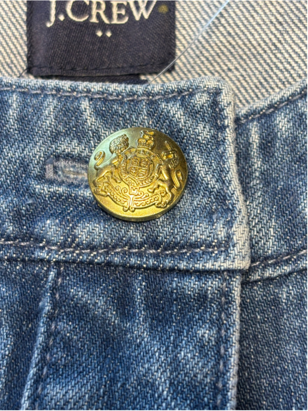 NWT J Crew Factory Denim Lady Jacket Blue Jean Gold Button Collarless Coat Sz 4 - Picture 6 of 6